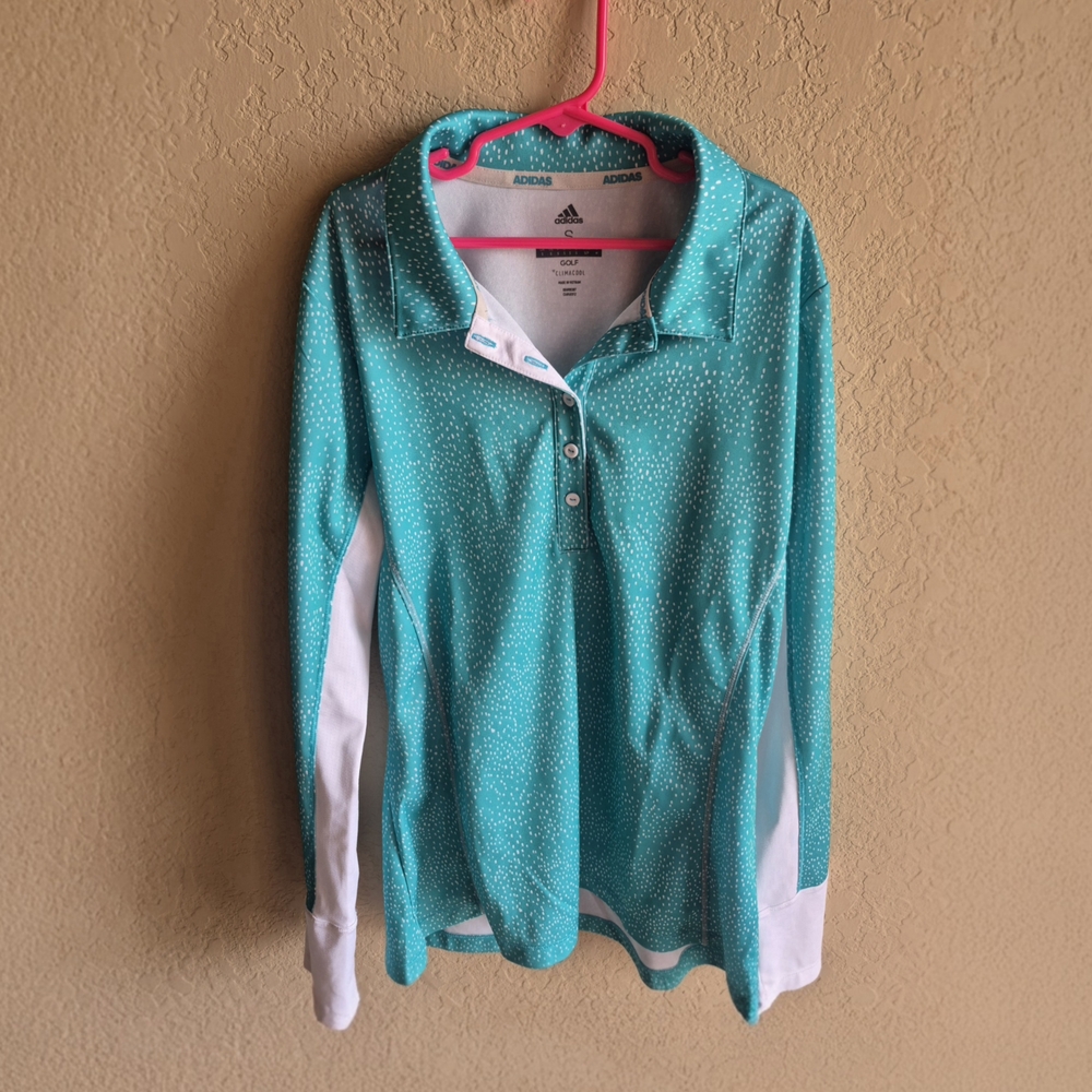 Adidas Teal Long Sleeve Polo Shirt